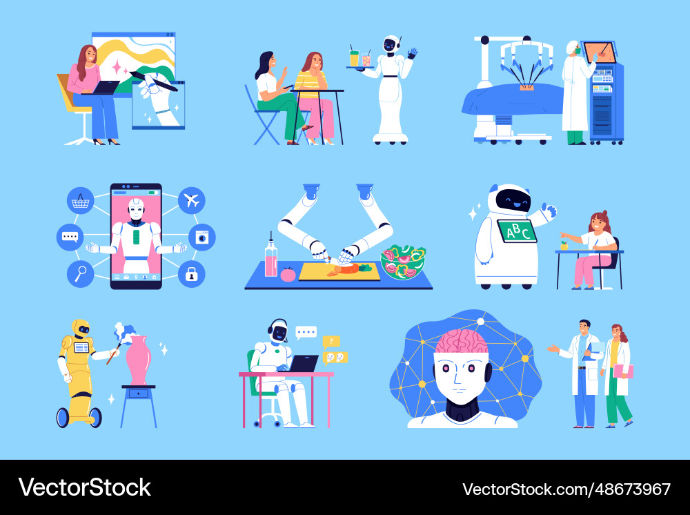 Artificial intelligence set vector image