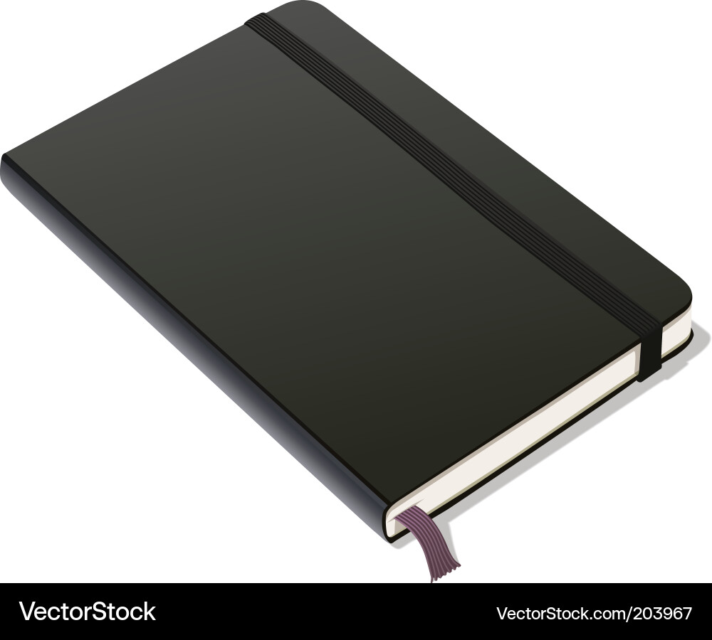 Black Leather Bound Notebook Vector Image