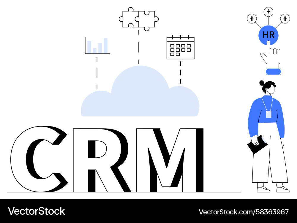 CRM Data Analytics Integration Vector Image