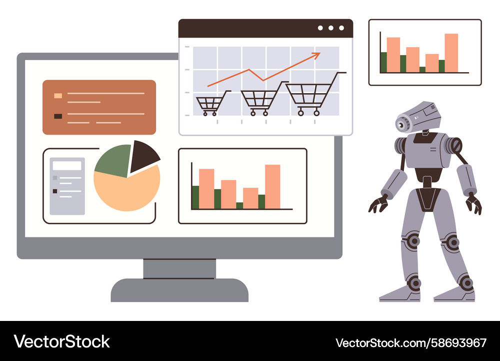 E-commerce Data & AI Analytics Vector Image