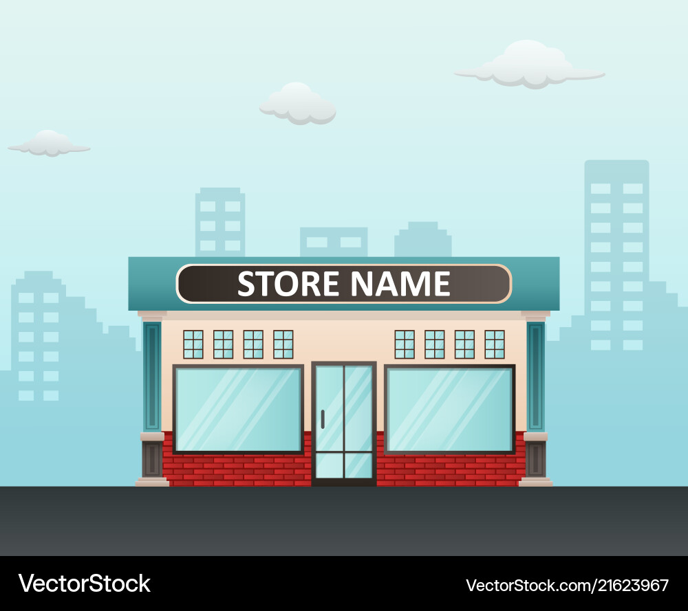 Flat design store front with place for name vector image
