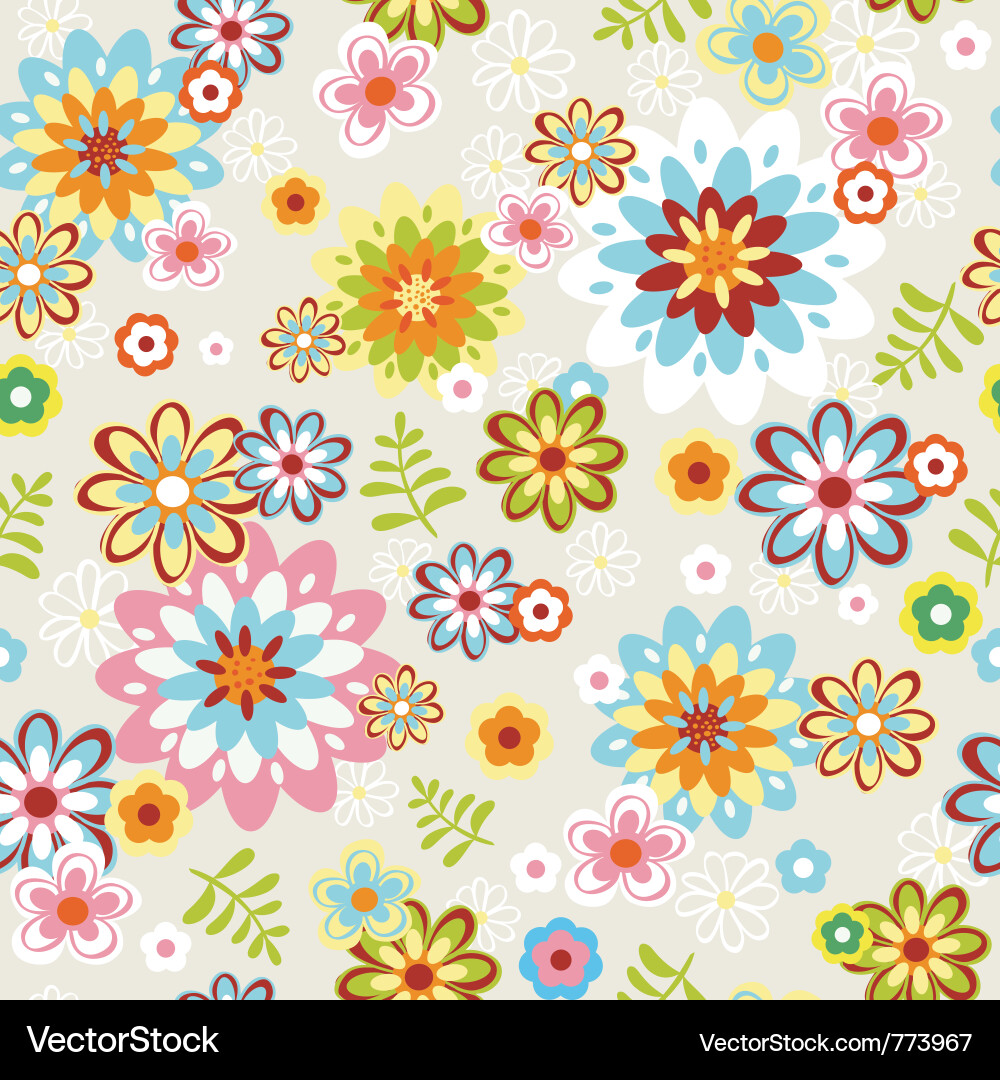 Floral Seamless Line Art Pattern vector image