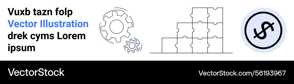 Gears puzzle blocks and dollar icon representing Vector Image