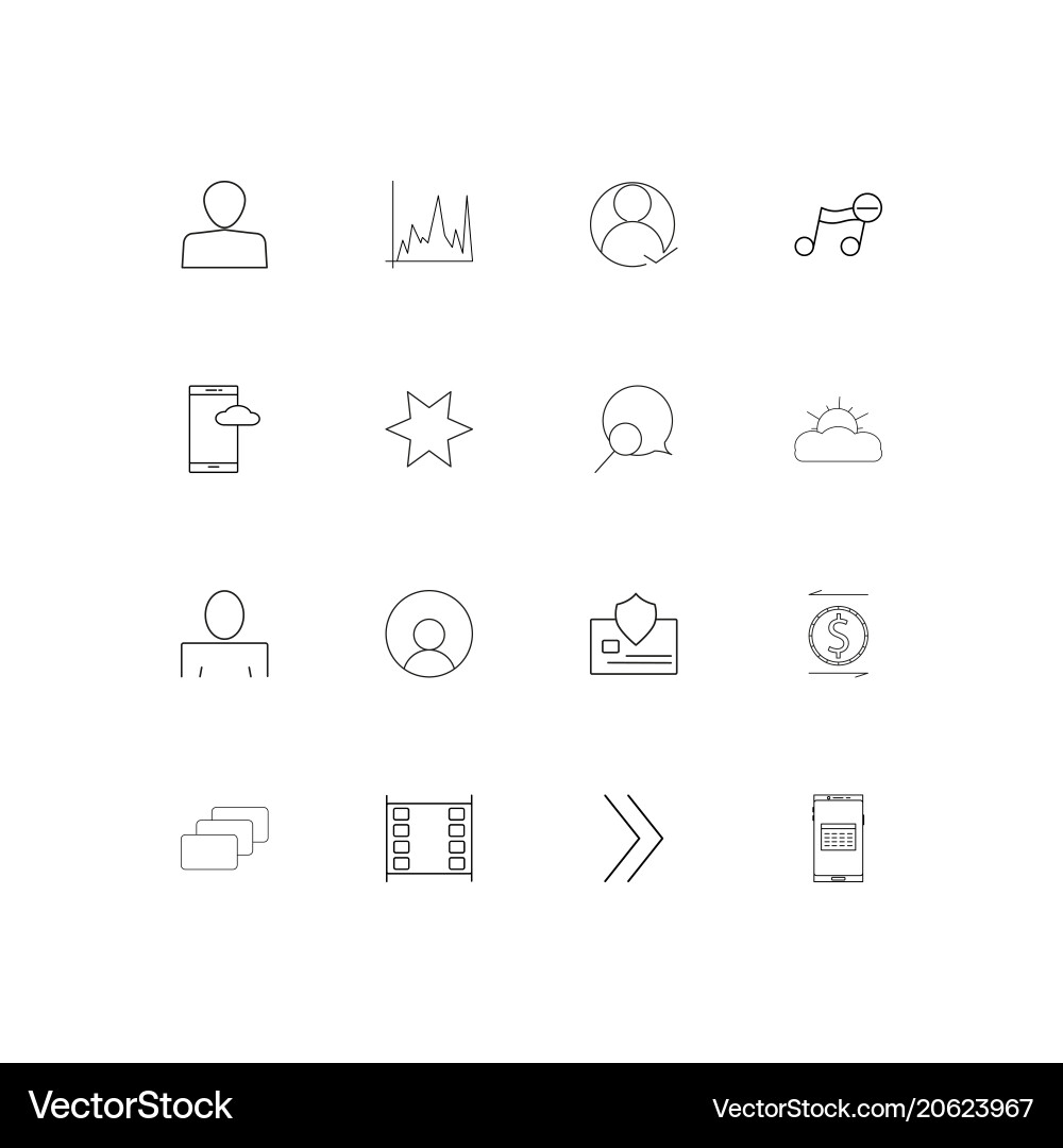 Interface simple linear icons set outlined vector image