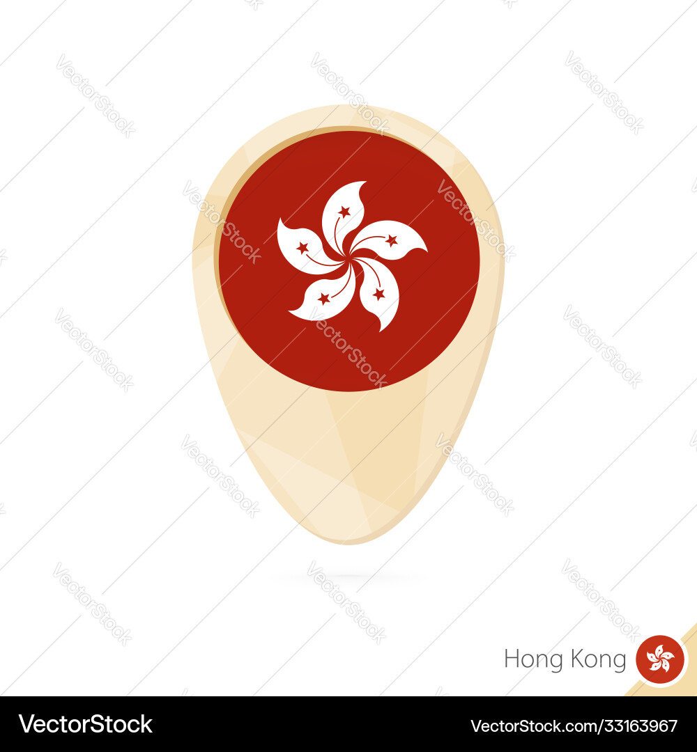 Map pointer with flag hong kong orange Map pointer with flag hong kong orange vector image