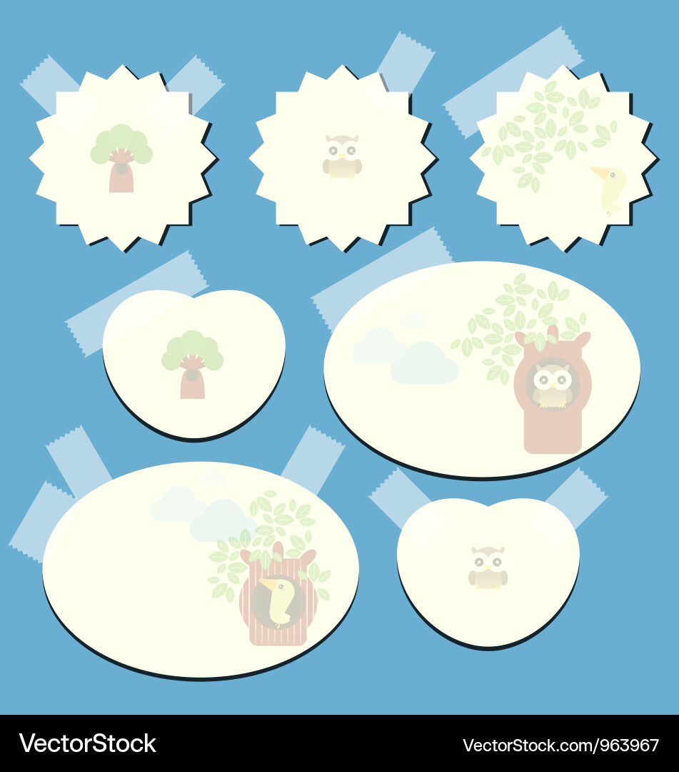 Paper notes with decorative elements vector image