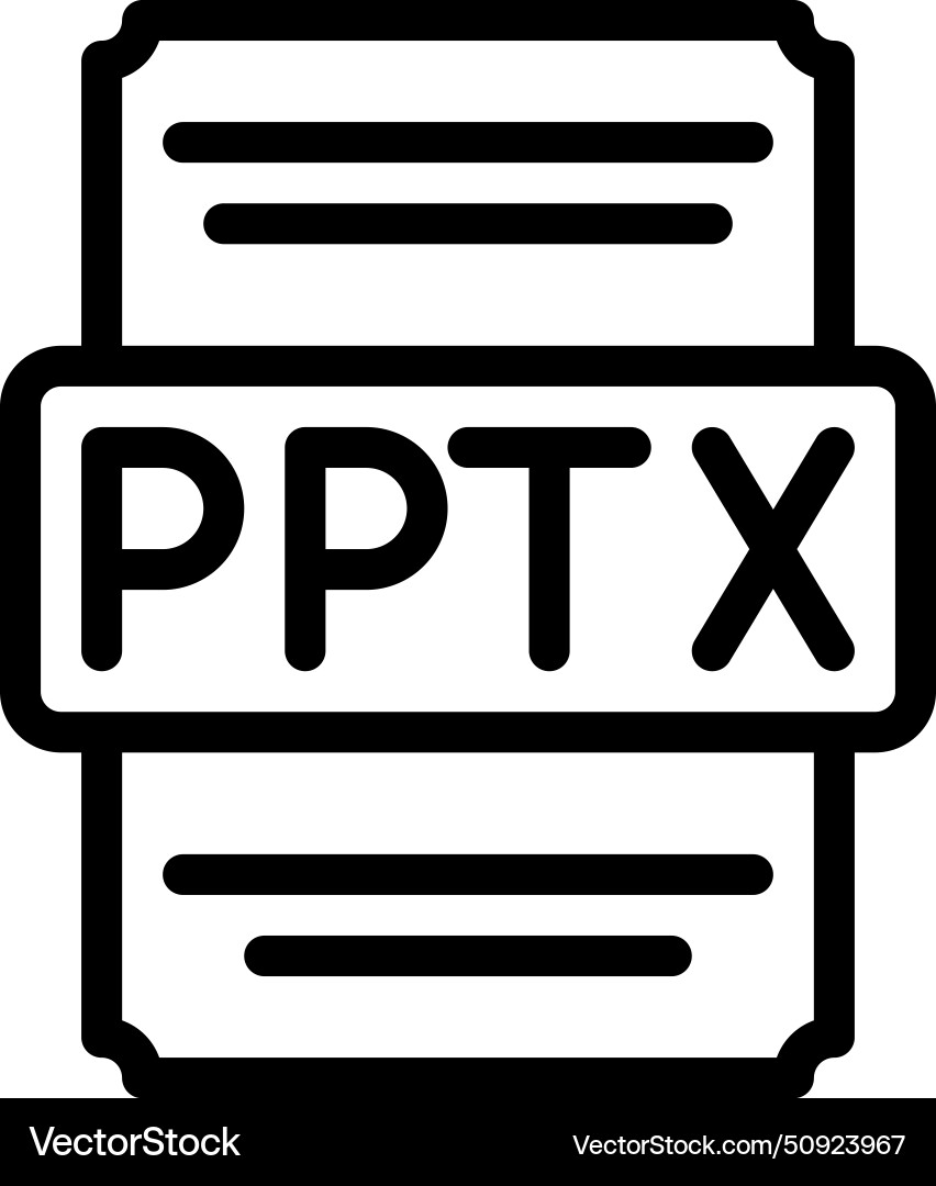 Pptx icons file type spreadsheet files document vector image