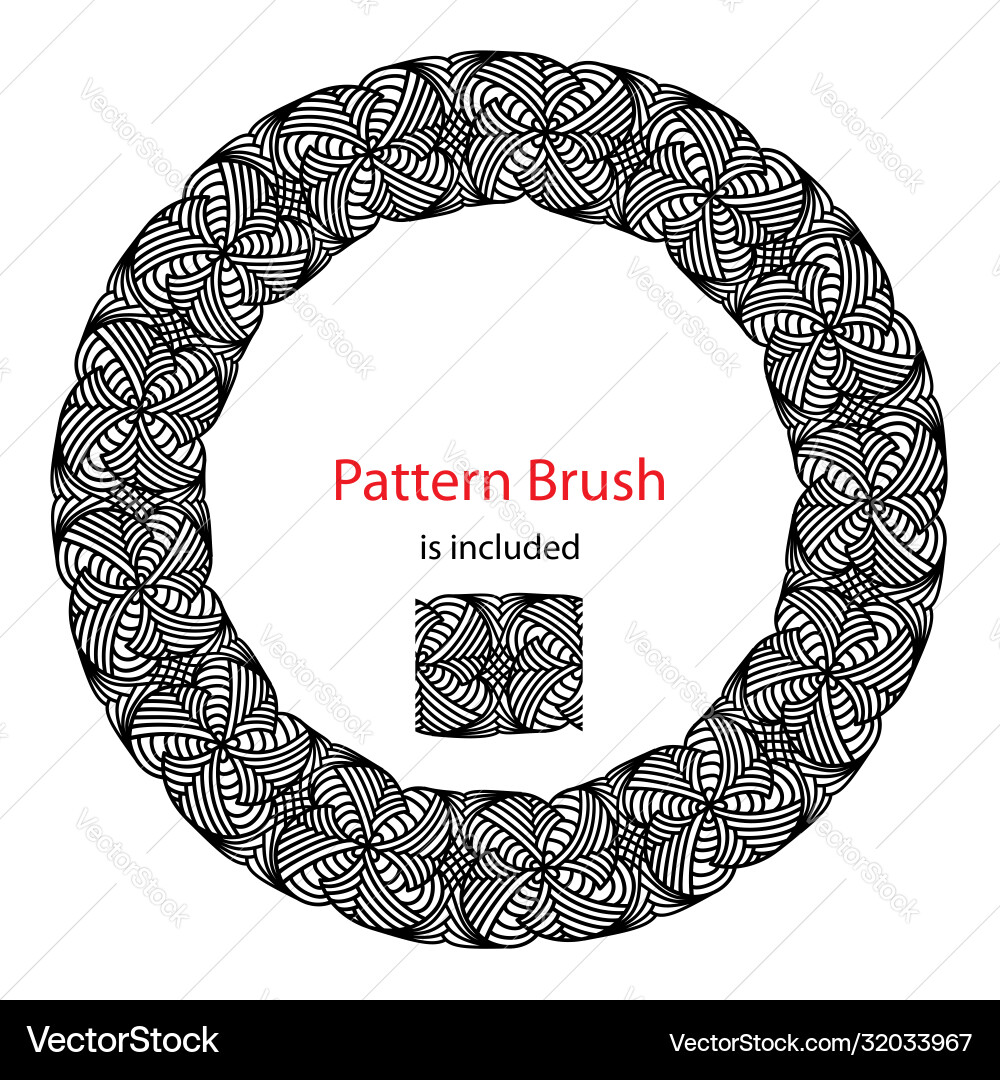 Round frame in doodling style and element Vector Image