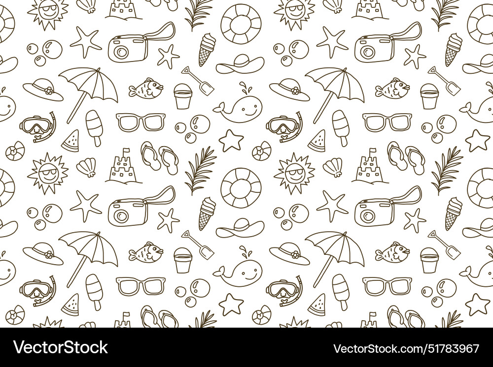 Seamless pattern with beach items Vector Image
