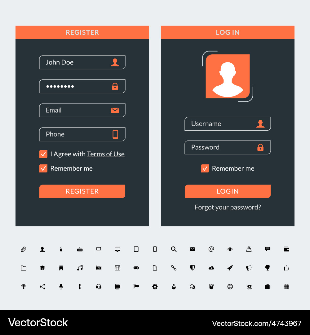 Set of flat design ui elements for website vector image