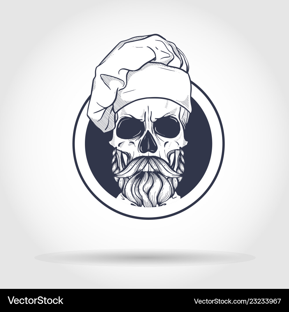Skull with Chef's Knife - Hand Drawn Sketch Vector Image