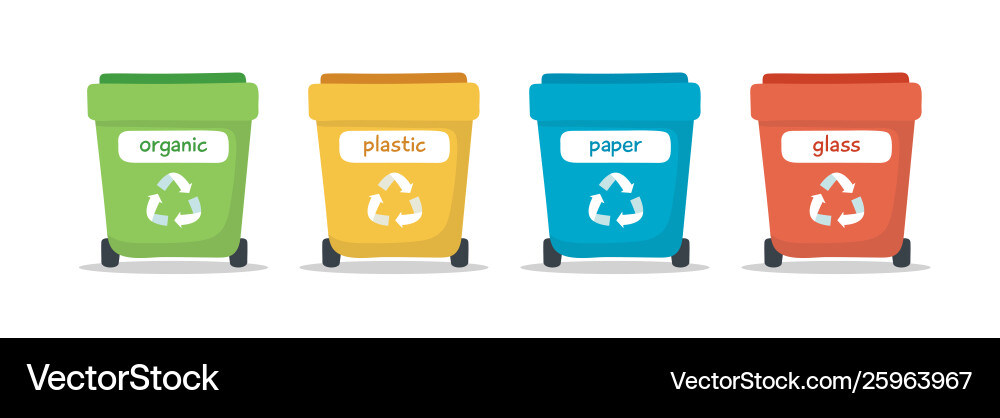 Waste sorting with different colorful Vector Image