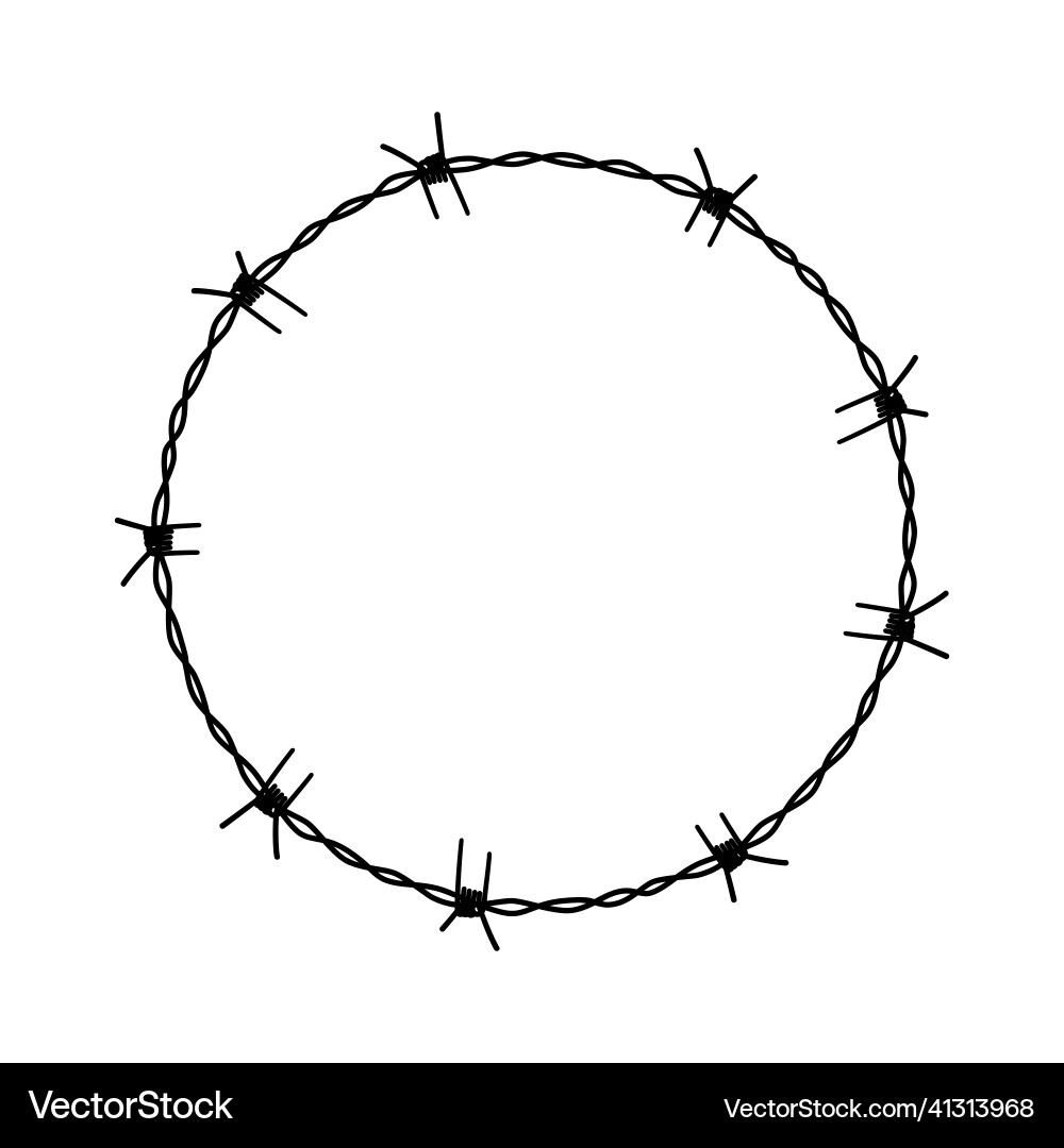 Barbed wire circle round frame with sharp Barbed wire circle round frame with sharp Vector Image