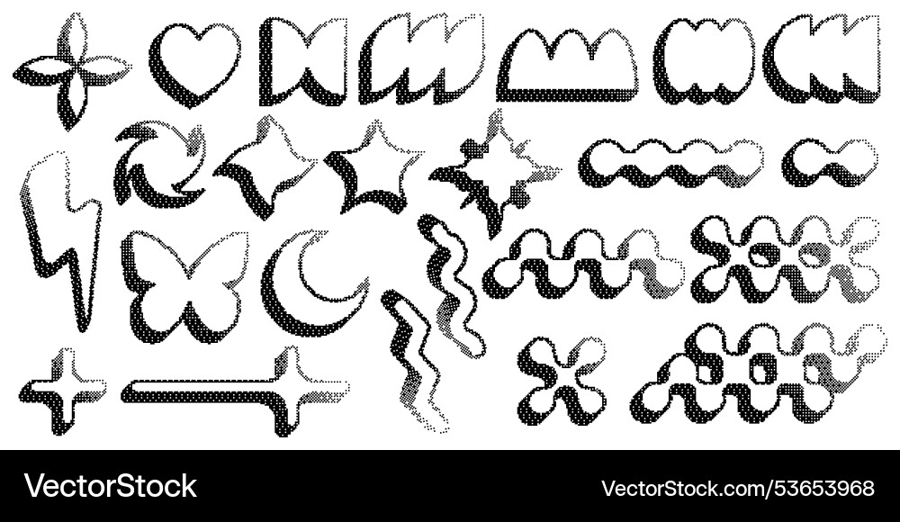 Bitmap pattern abstract shapes stars halftone Bitmap pattern abstract shapes stars halftone vector image