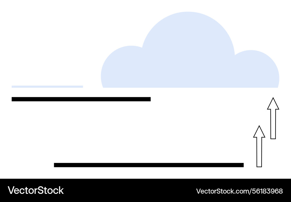 Cloud computing concept with arrows representing Cloud computing concept with arrows representing Vector Image