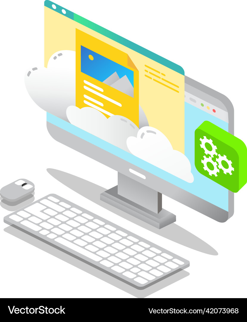 Cloud data file folder 3d icon vector image