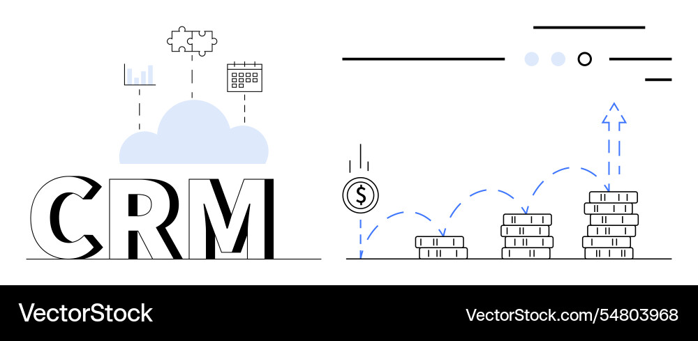 Crm concept with cloud storage bar graph Crm concept with cloud storage bar graph vector image