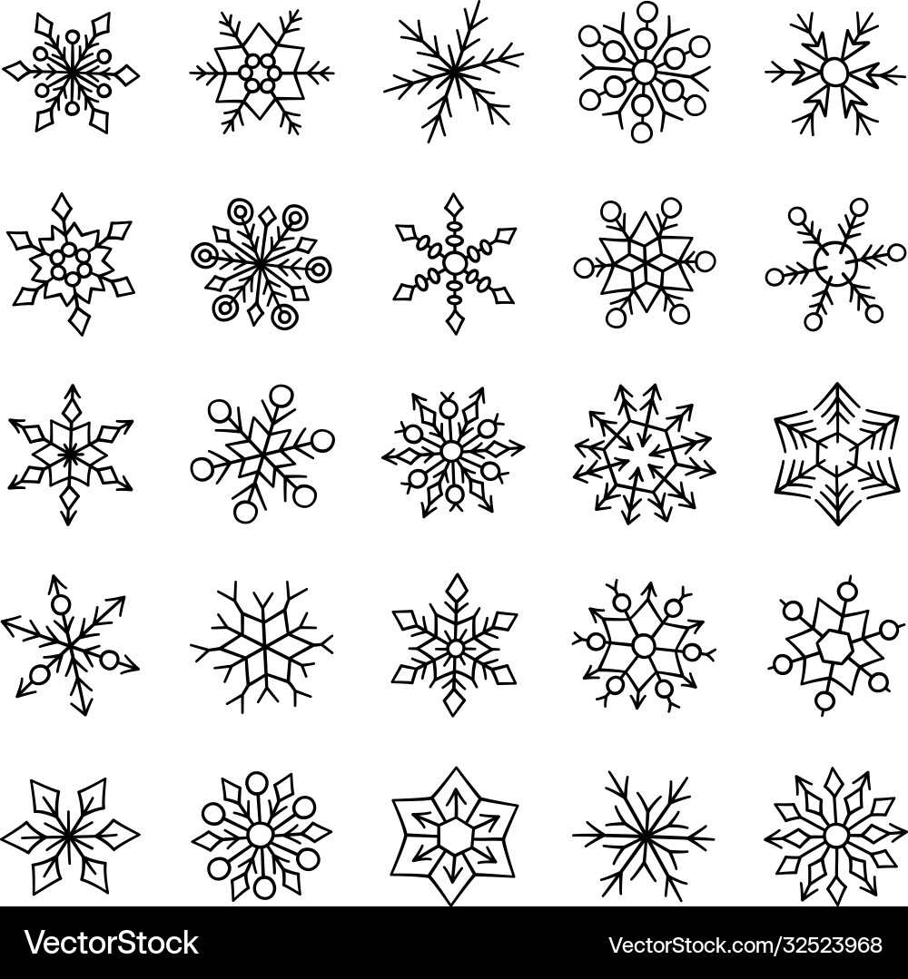 Cute winter snowflakes collection isolated Cute winter snowflakes collection isolated vector image