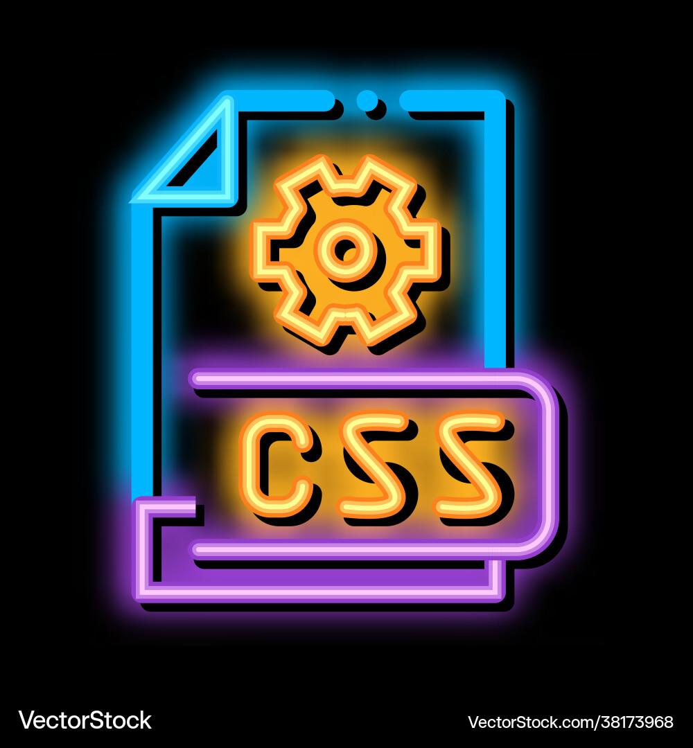 Front end css code neon glow icon Vector Image