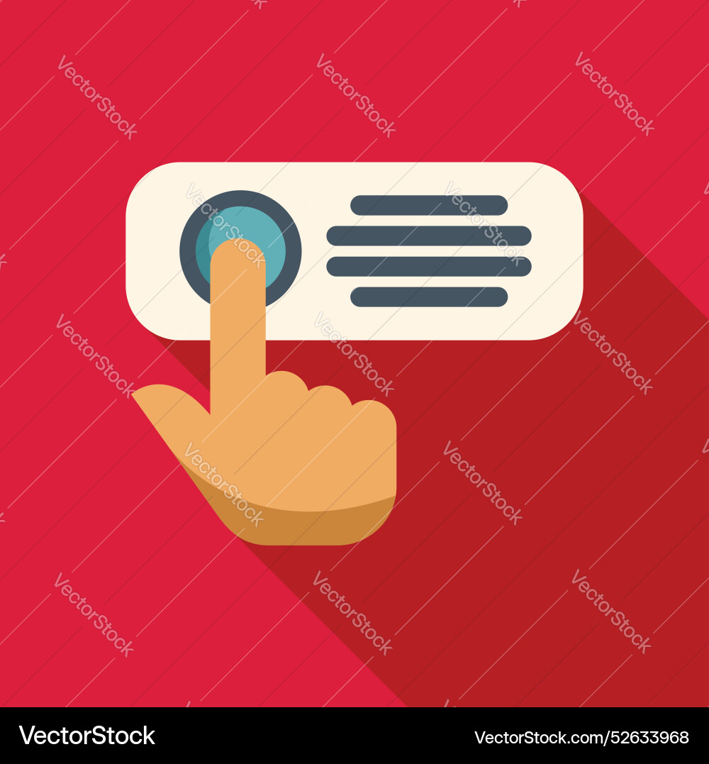 Hand pressing round button on control panel icon Hand pressing round button on control panel icon vector image