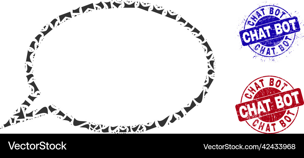 Hint cloud mosaic of fractions with chat bot vector image