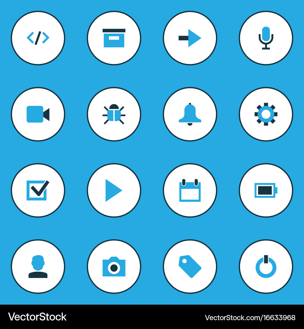 Interface colorful icons set collection of button Vector Image