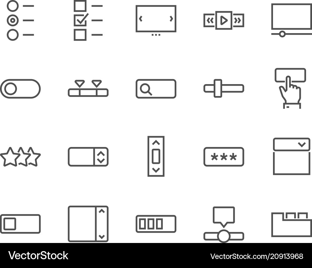 Line Style UI Icons - Minimalist vector image