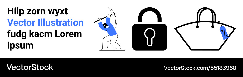 Miner with pickaxe secure padlock symbol Miner with pickaxe secure padlock symbol vector image