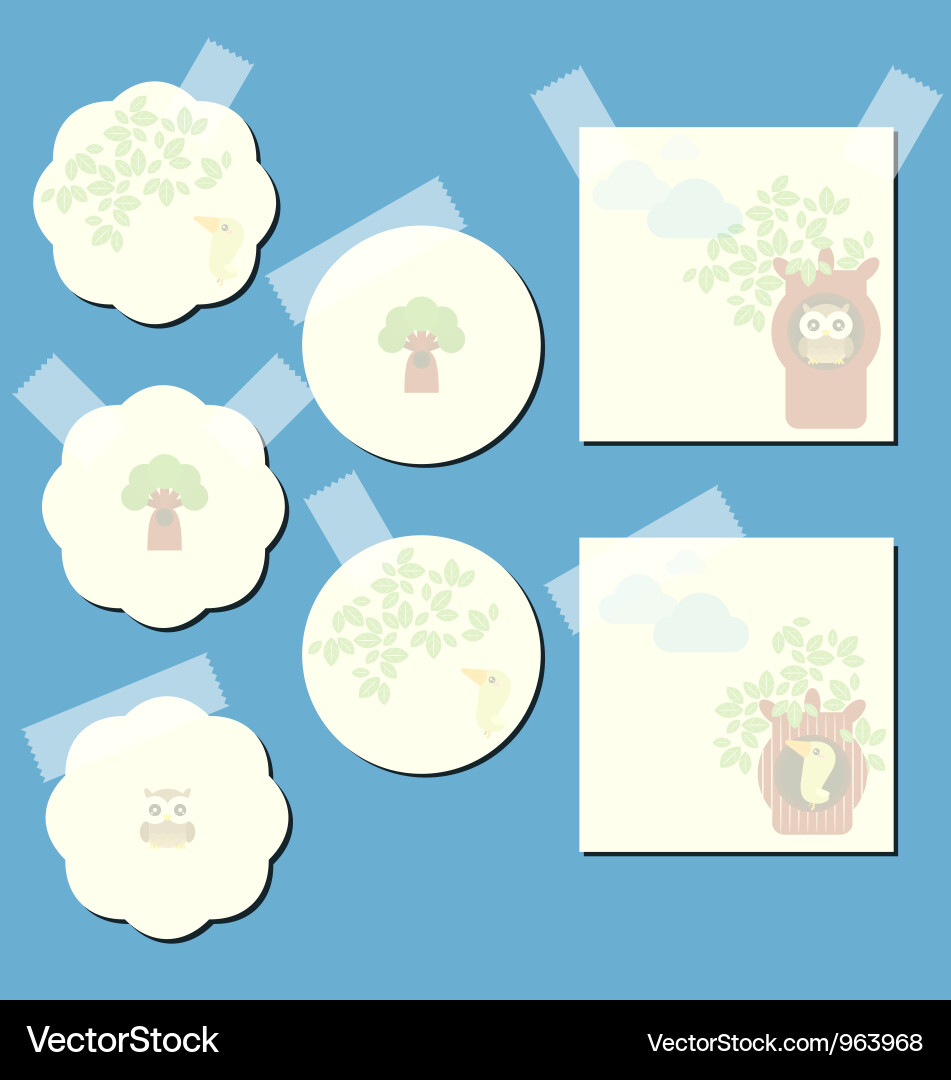 Paper notes with decorative elements Vector Image