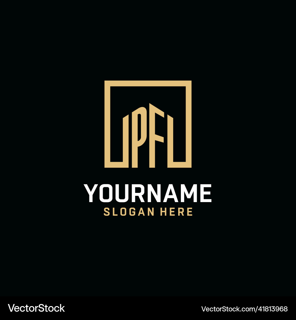 Pf initial monogram logo design with square shape Pf initial monogram logo design with square shape Vector Image