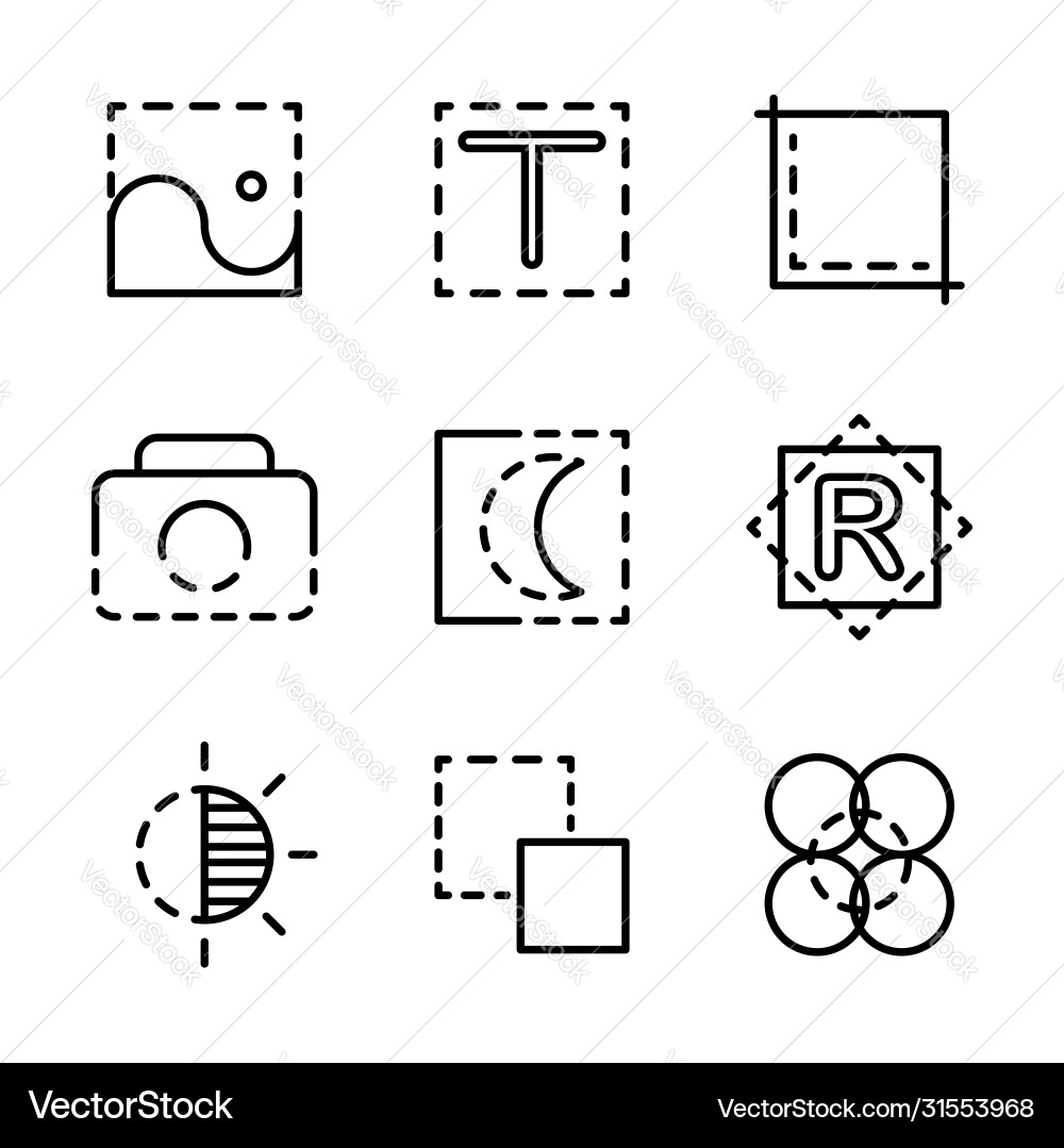 Photo editor icon set include file image vector image
