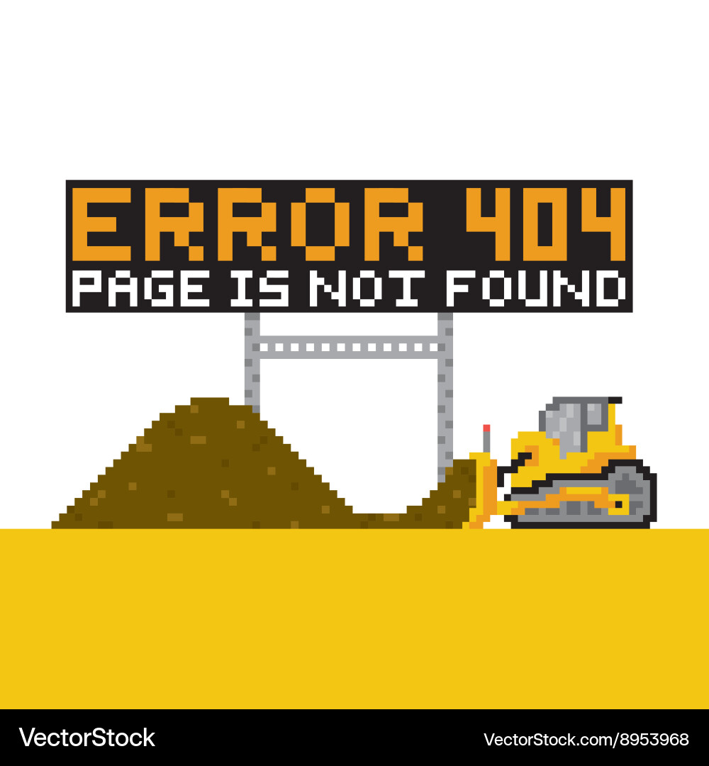 Pixel art style game error 404 Vector Image