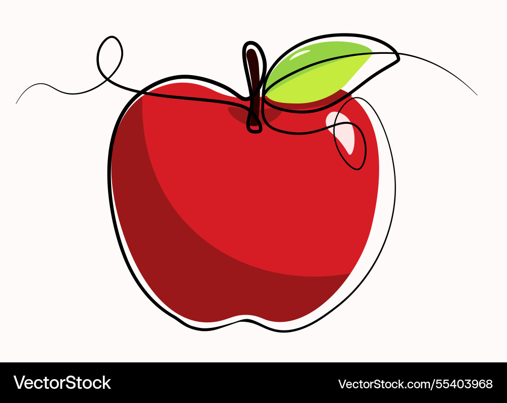 Red apple one continuous line Vector Image