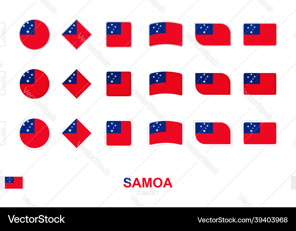Samoa Flagge setzen einfache Flaggen von mit drei Samoa Flagge setzen einfache Flaggen von mit drei vektorbild