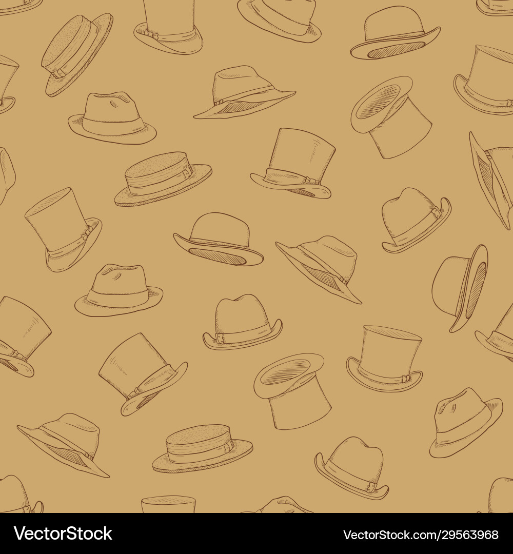 Seamless pattern sketch hats Vector Image