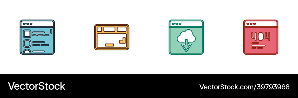 Set browser files keyboard cloud technology data Vector Image