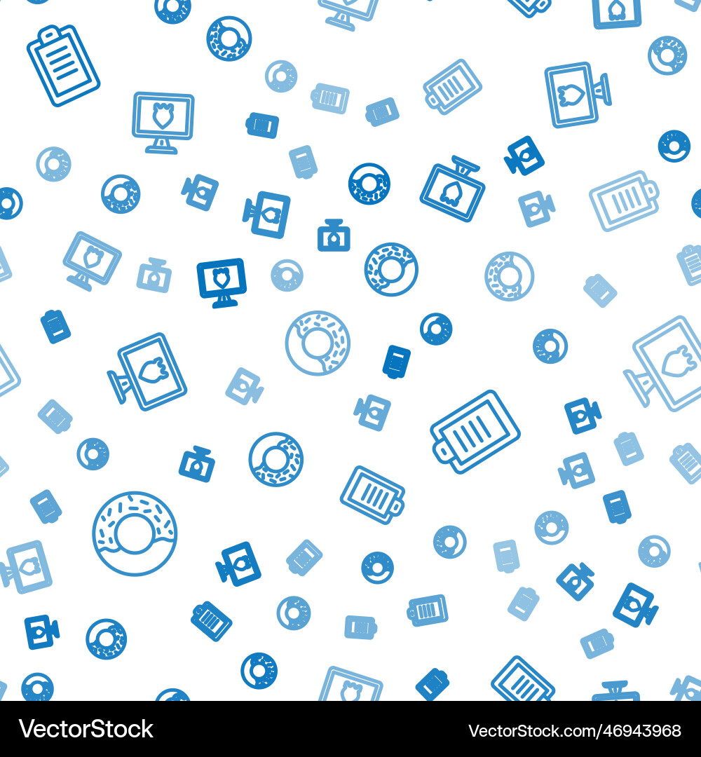 Set line donut police report and database Set line donut police report and database vector image