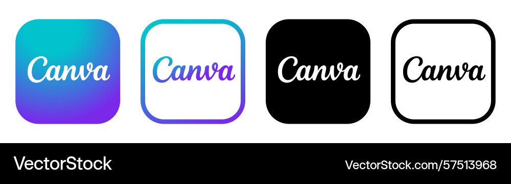 Set of different canva mobile app icons isolated Vector Image
