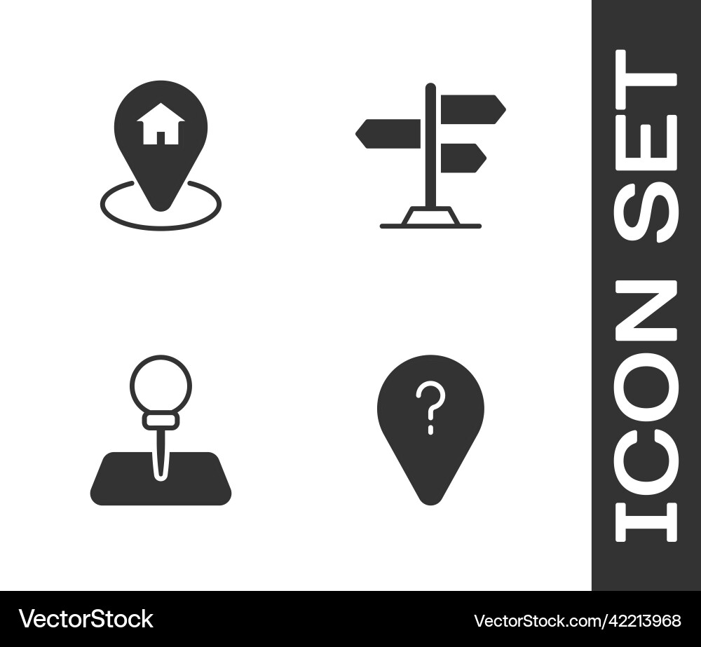 Set unknown route point location with house push Set unknown route point location with house push vector image