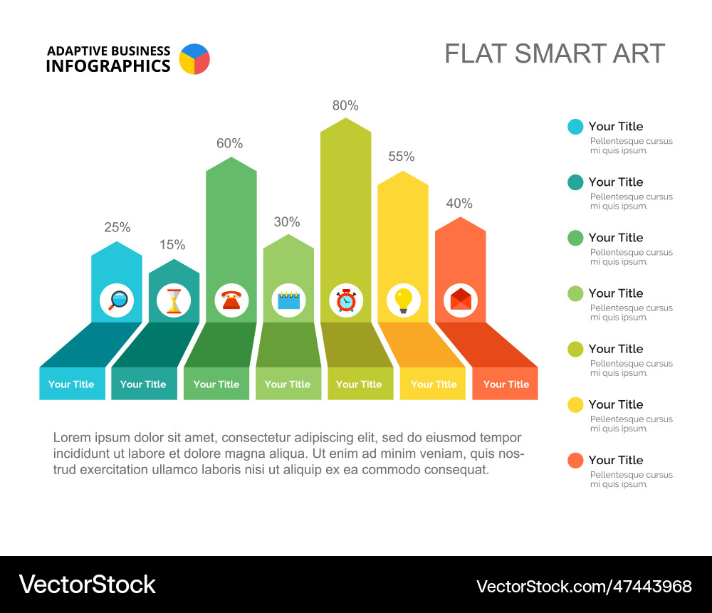 Seven columns bar chart slide template Seven columns bar chart slide template vector image
