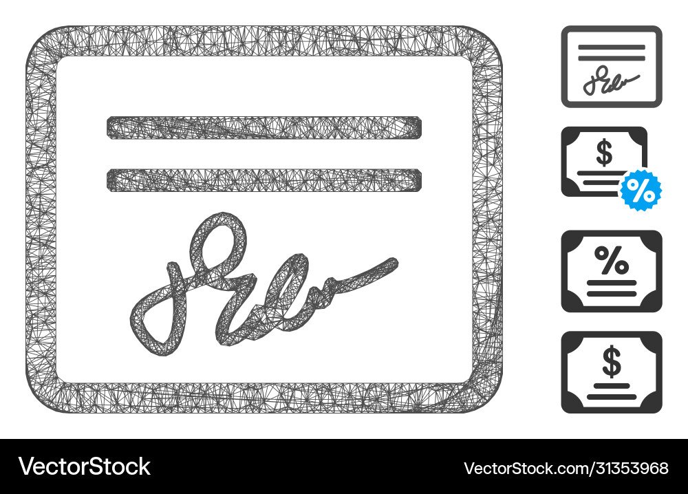Signed cheque web mesh Signed cheque web mesh vector image