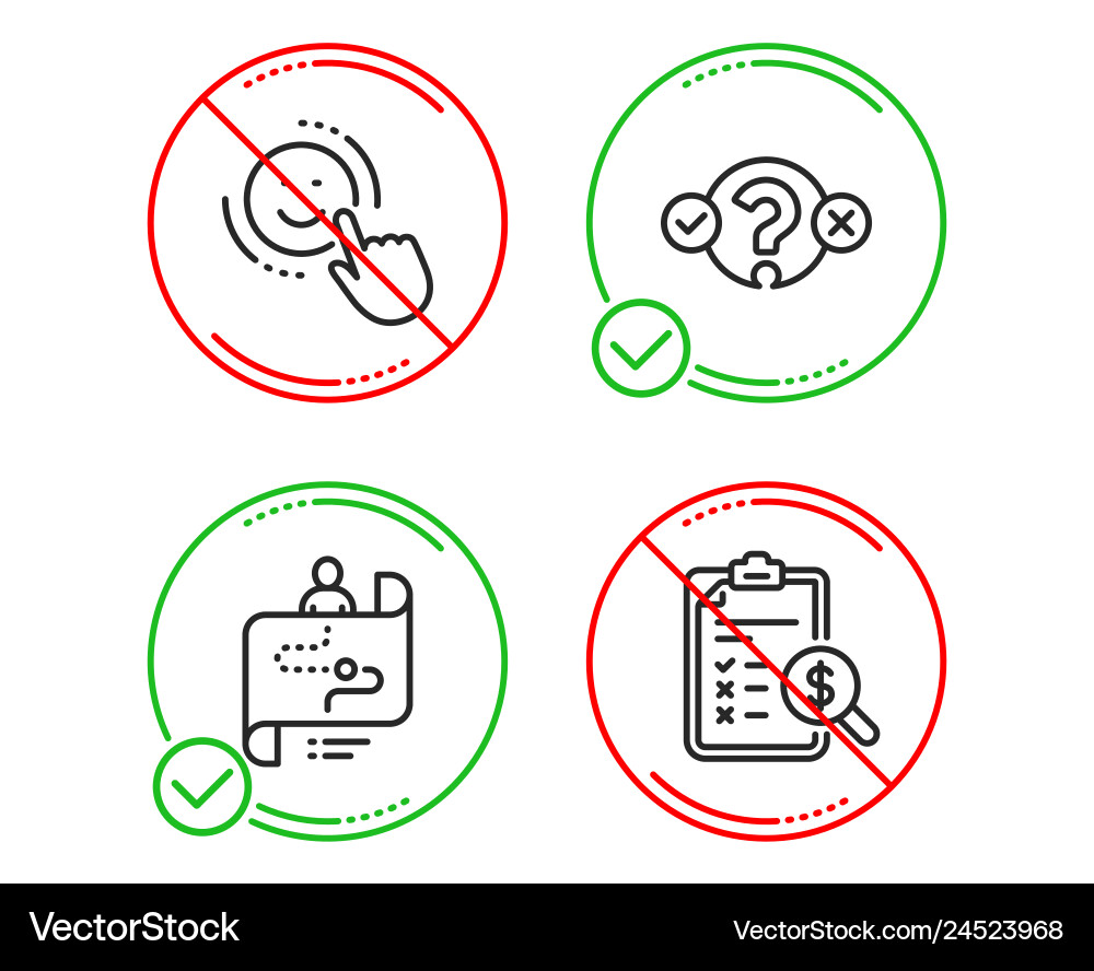 Smile quiz test and journey path icons set Smile quiz test and journey path icons set vector image