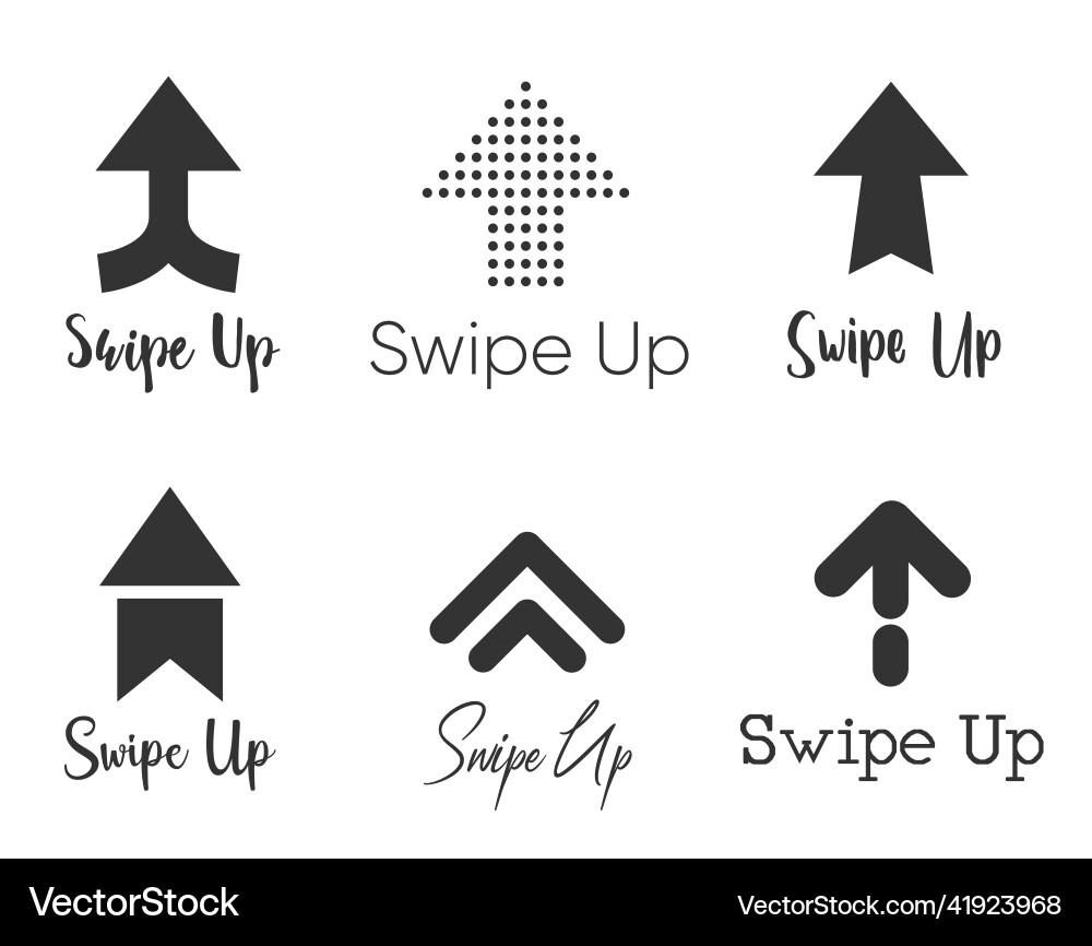 Swipe up set of buttons for social media arrows Swipe up set of buttons for social media arrows vector image