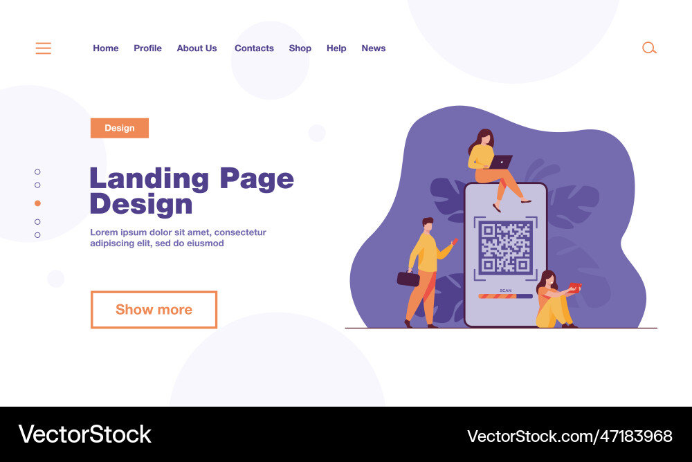 Tiny people using qr code for online payment Tiny people using qr code for online payment vector image