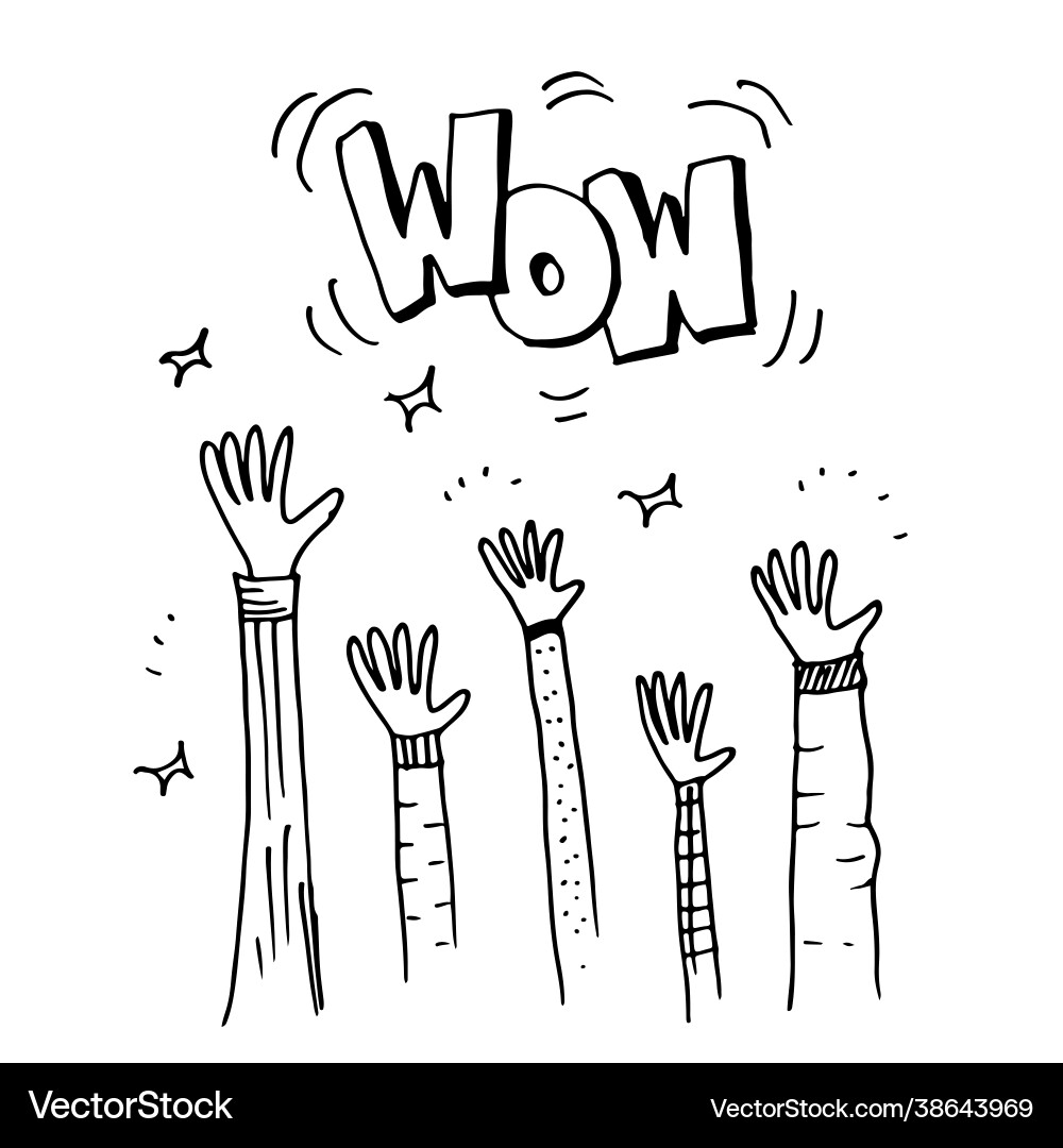 Applauding Hands with Wow Effect Vector Image