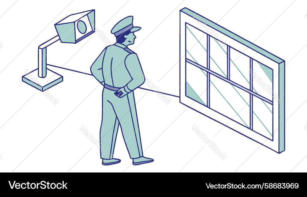 Building Inspector Examining Window Vector Image