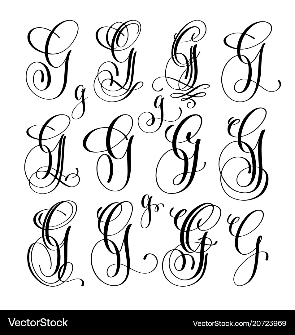Calligraphic Script Font G - Lettering Set vector image