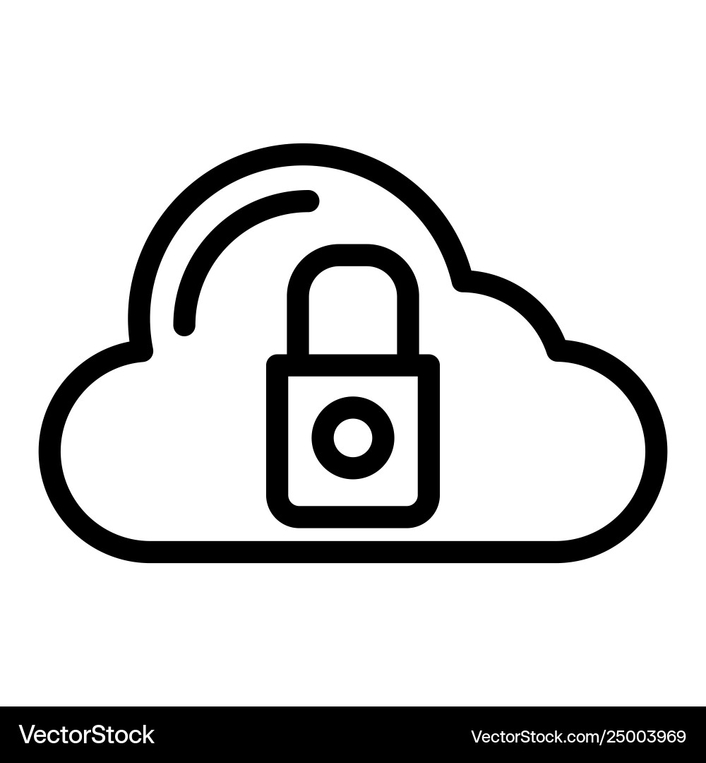 Cloud and lock line icon secure Vector Image