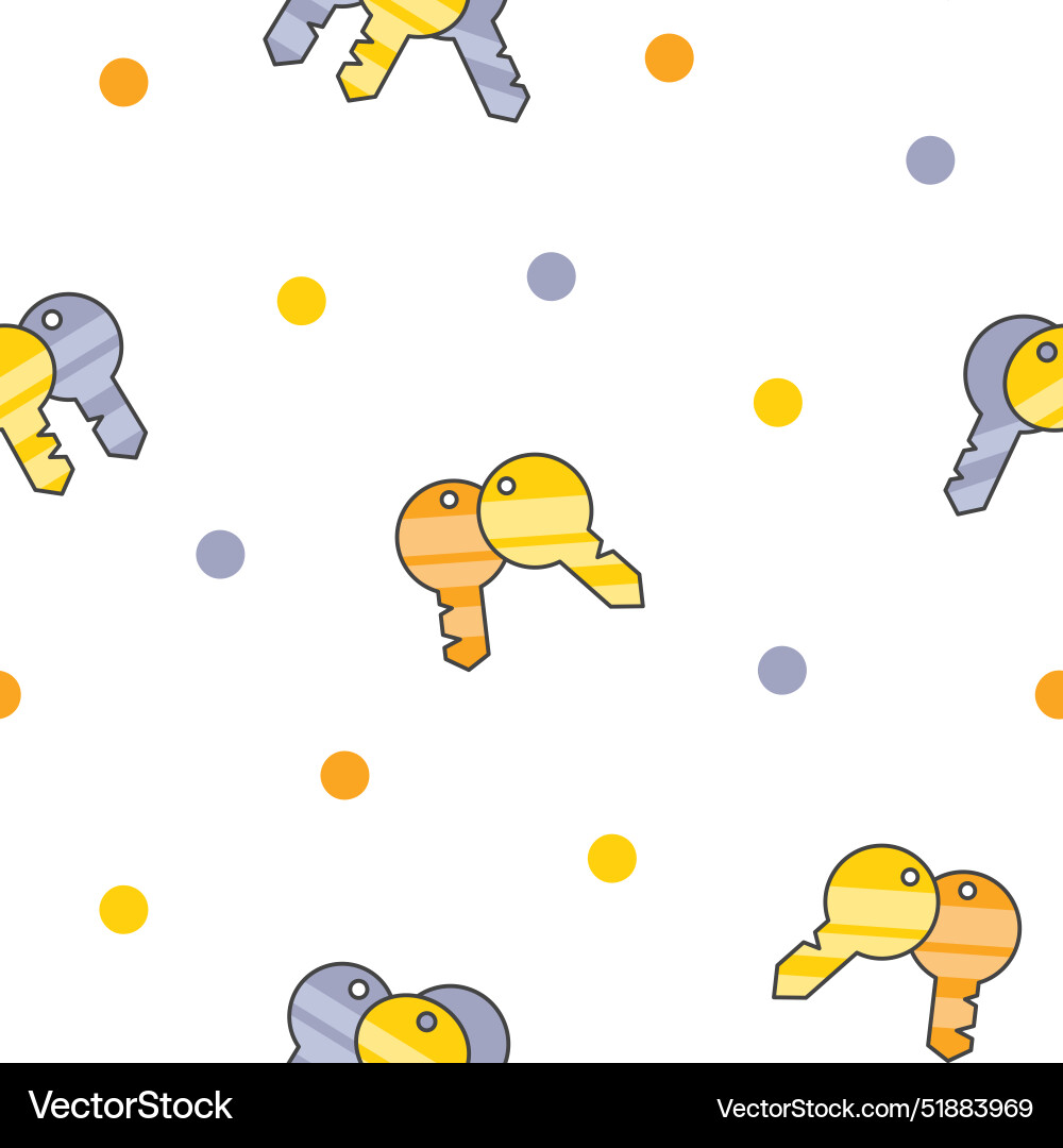Different keys with keychain seamless pattern Vector Image