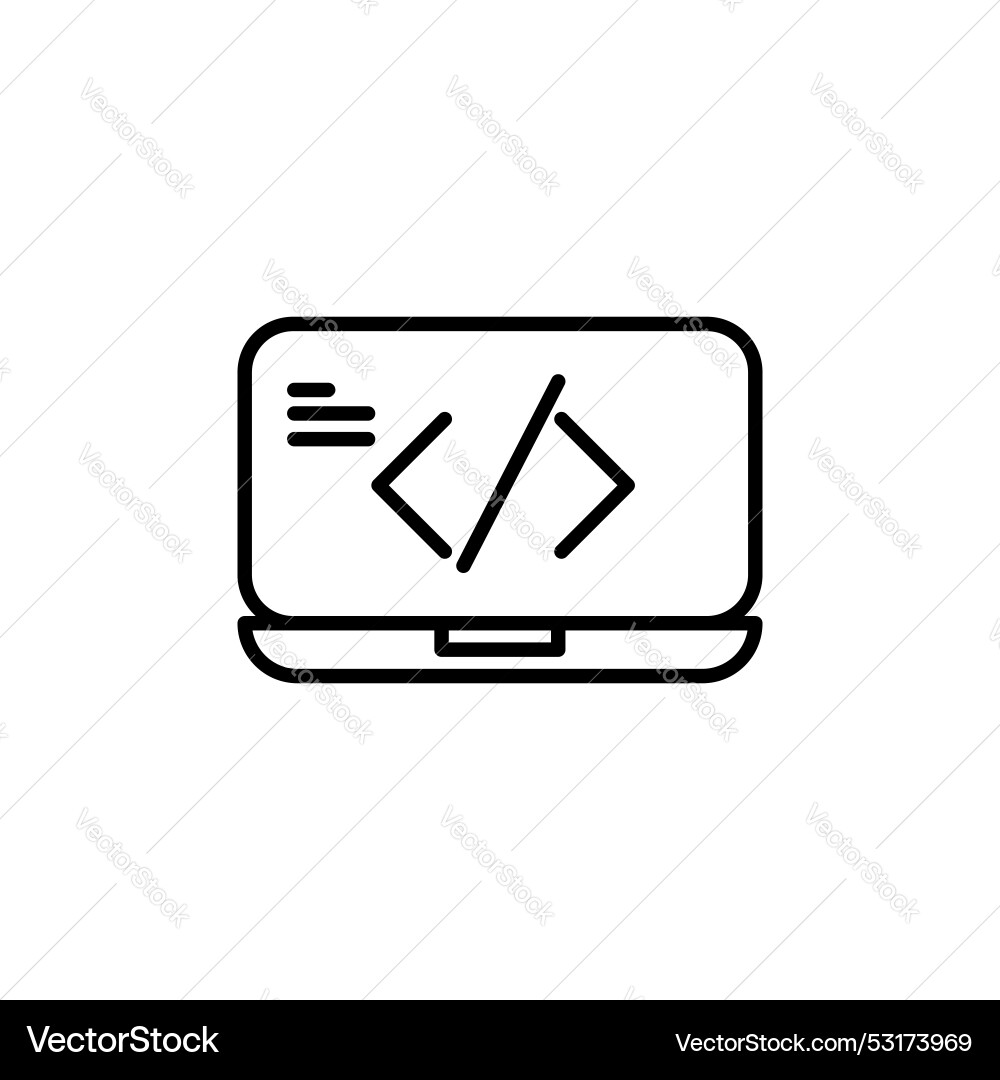 Display code icon set computer software program vector image